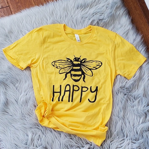 The Ivory Elephant Tops - ☀️SALE☀️ LAST L 🐝 BE Happy graphic tee